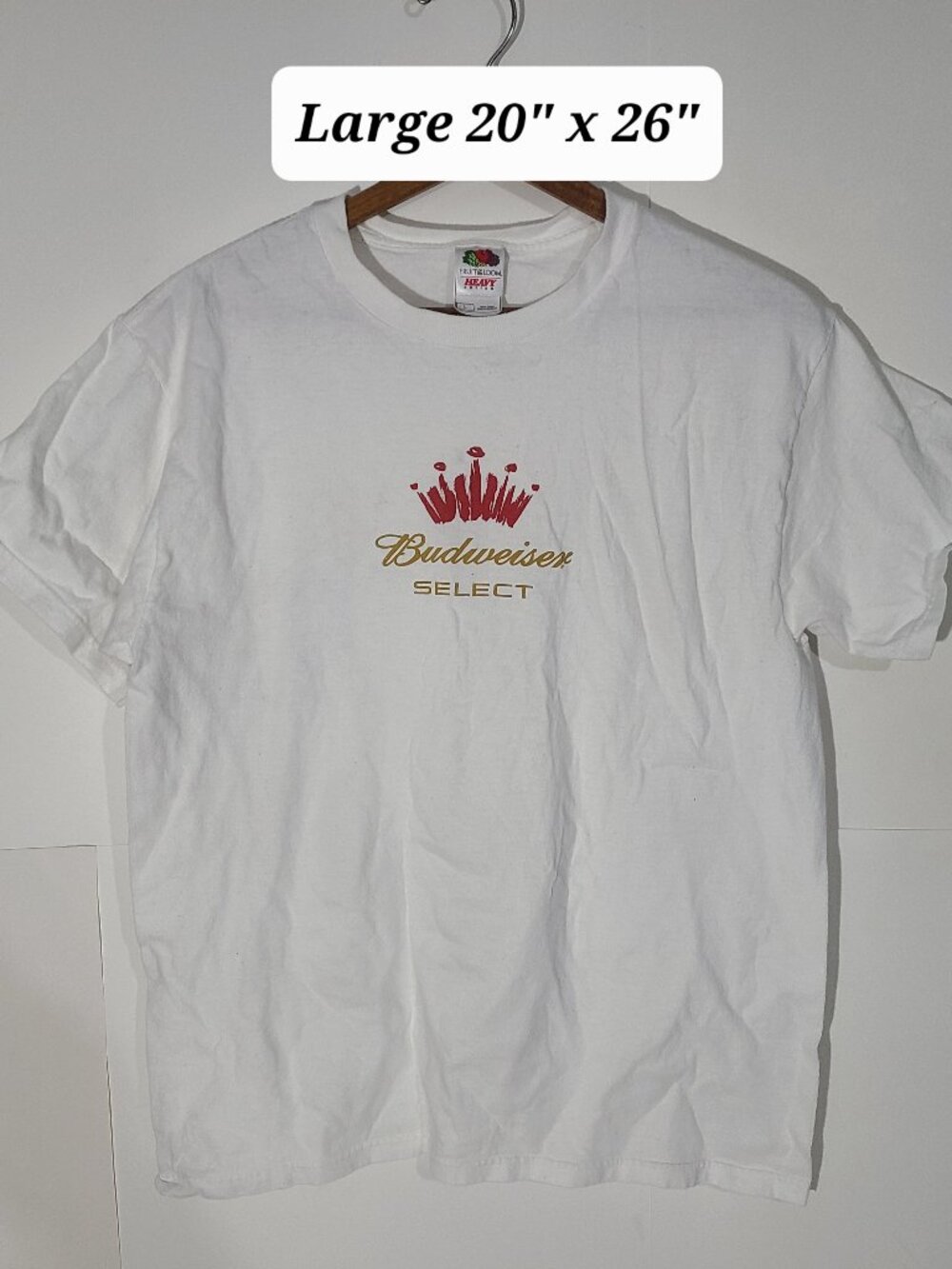 Vintage Y2K Budweiser Select Promo Center Logo White Large T-Shirt